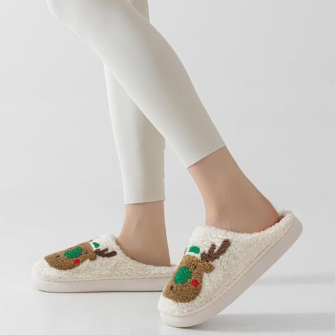 Christmas Slippers For Women Soft Warm Plush Fuzzy Slippers Indoor Memory Foam Slippers Cozy Fluffy Home Slippers for Winter in Saudi Arabia