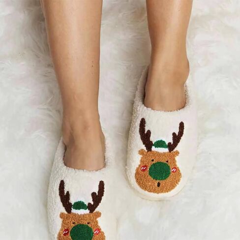 Christmas Slippers For Women Soft Warm Plush Fuzzy Slippers Indoor Memory Foam Slippers Cozy Fluffy Home Slippers for Winter in Saudi Arabia