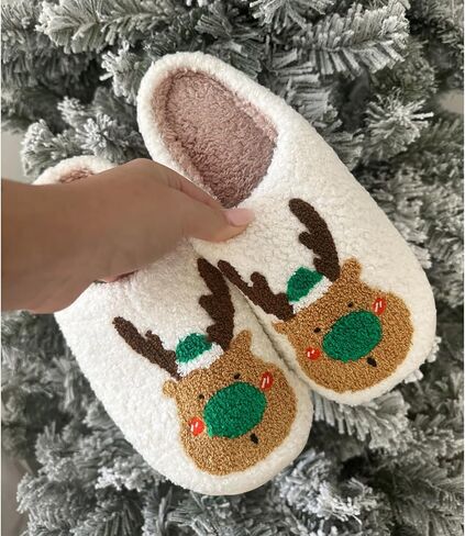 Christmas Slippers For Women Soft Warm Plush Fuzzy Slippers Indoor Memory Foam Slippers Cozy Fluffy Home Slippers for Winter in Saudi Arabia