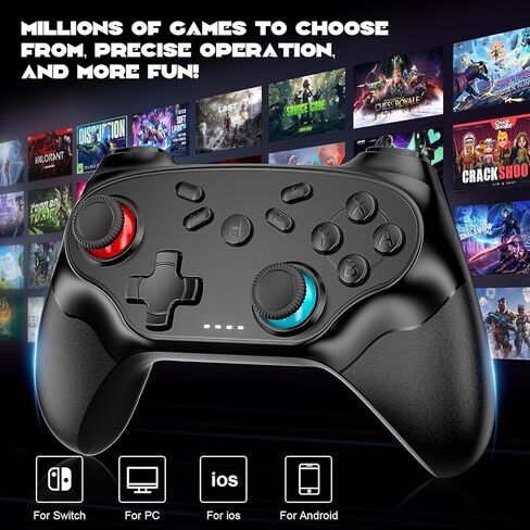 Switch Pro Wireless Controller for Nintendo Switch/Lite/OLED, Switch Controller with Bluetooth, Wake-up, Dual Vibration, Screenshot Function, Turbo Function Deep Black in Kuwait