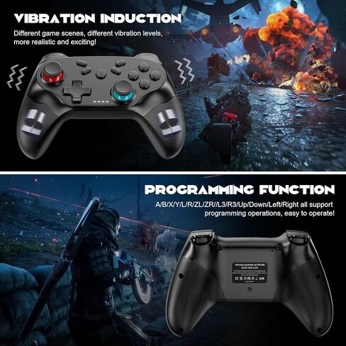 Switch Pro Wireless Controller for Nintendo Switch/Lite/OLED, Switch Controller with Bluetooth, Wake-up, Dual Vibration, Screenshot Function, Turbo Function Deep Black in Kuwait