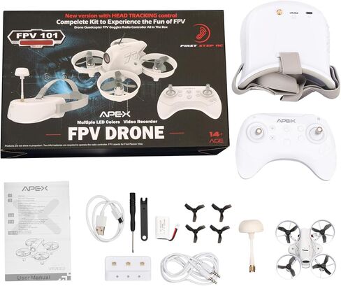 مجموعة طائرات بدون طيار FPV صغيرة للمبتدئين، طائرة بدون طيار لمشاهدة الشخص الأول مع نظارات FPV مناسبة للطائرات بدون طيار المبتدئة، طائرة بدون طيار MINI FPV واسعة للغاية 120 درجة مع انتقال منخفض 5.8 جيجا in Kuwait