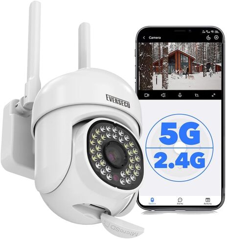 كاميرا مراقبة EVERSECU 2K 3.0MP خارجية WiFi PTZ، 2.4G&5G WiFi، تتبع تلقائي، صوت ثنائي الاتجاه، رؤية ليلية ملونة والأشعة تحت الحمراء، تعمل مع Alexa، بطاقة SD والتخزين السحابي، كاميرا IP متوافقة مع ONVIF (4 عبوات) in Kuwait