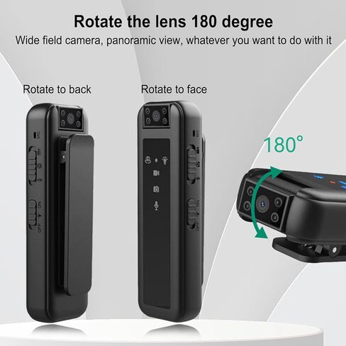 256GB Body Camera, 1080P 600mAh Wearable Video Recorder with 180° Rotatable Lens, Body Camera for Business Office Outdoor Sports in Saudi Arabia