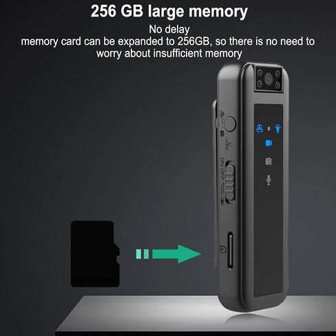 256GB Body Camera, 1080P 600mAh Wearable Video Recorder with 180° Rotatable Lens, Body Camera for Business Office Outdoor Sports in Saudi Arabia
