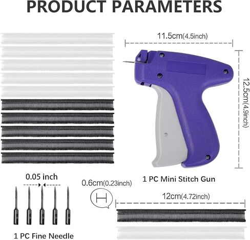 Janxyv Tagging Gun Kit, Fine Mini Tagging Gun for Clothing Mini Stitch Gun for Clothes Sewing Quilting Hemming Quick Stitch Tag Gun with 5 Needle, 500 White & 500 Black Micro Fasteners in Saudi Arabia