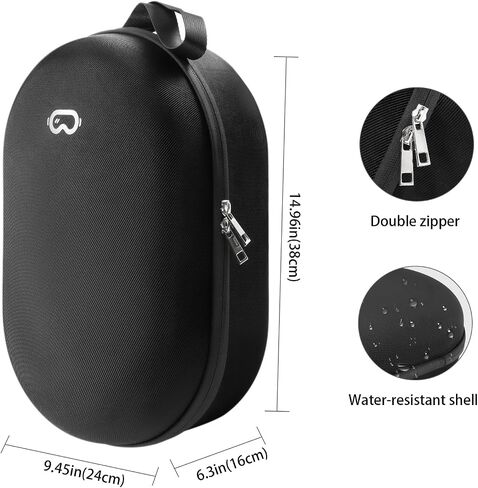 ProCase Hard Carrying Case Fit for Oculus Meta Quest 3S/3 /Quest 2/Vision Pro VR Gaming Headsets, Compatible with Elite Strap/Kiwi Design/BOBOVR Battery Head Strap and Controller Accessories-Black in Saudi Arabia