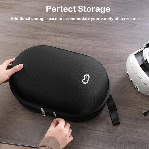 ProCase Hard Carrying Case Fit for Oculus Meta Quest 3S/3 /Quest 2/Vision Pro VR Gaming Headsets, Compatible with Elite Strap/Kiwi Design/BOBOVR Battery Head Strap and Controller Accessories-Black in Saudi Arabia