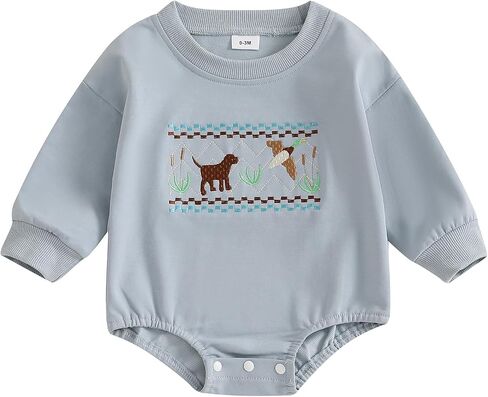 Baby Boy Duck Hunting Clothes Mallard Duck Long Sleeve Sweatshirt Romper Fall Winter Infant Outfit in Saudi Arabia