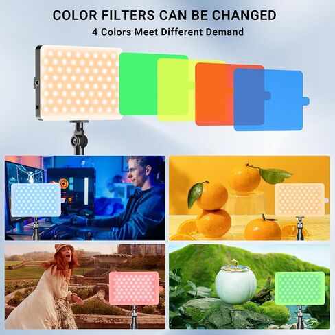 إضاءة فيديو LED مع حامل، مصابيح خلفية للاستوديو المنزلي، مصابيح صور مع مرشحات ألوان لإضاءة التصوير الفوتوغرافي القريب، تسجيل فيديو يوتيوب، تبخير ألعاب المكتب in Kuwait