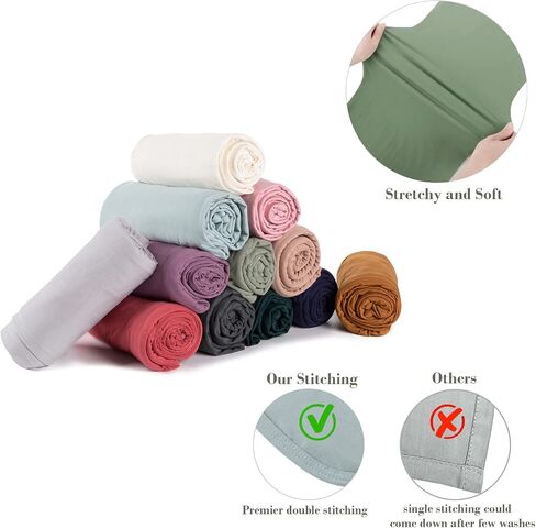 Large Jersey Knitted Swaddle Blanket for Baby, Soft Stretchy Receiving Blanket for Newborns with Hat, Baby Nursery Swaddle 47 x 47 inches(Sage) in Saudi Arabia