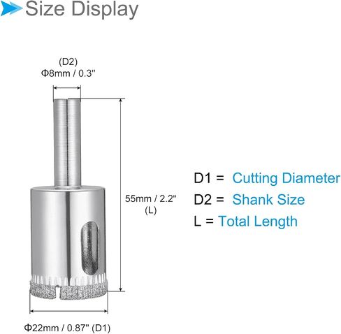 Diamond Drill Bits, 21mm Cutting Diameter, Nickel-Plated Coating Diamond Core Drill Hole Saws - (Applications: for Glass Precision Drilling Bits Tools), 2-Pieces in Saudi Arabia