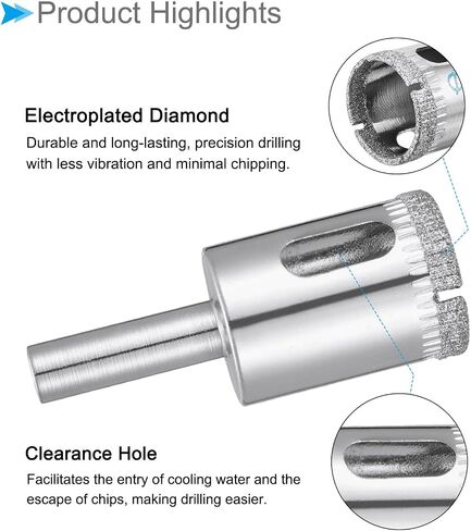 Diamond Drill Bits, 21mm Cutting Diameter, Nickel-Plated Coating Diamond Core Drill Hole Saws - (Applications: for Glass Precision Drilling Bits Tools), 2-Pieces in Saudi Arabia