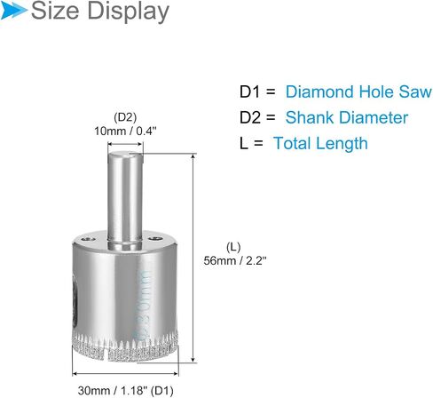 Diamond Drill Bits, 21mm Cutting Diameter, Nickel-Plated Coating Diamond Core Drill Hole Saws - (Applications: for Glass Precision Drilling Bits Tools), 2-Pieces in Saudi Arabia