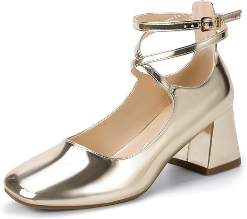 IDIFU IN2 Mary Jane Shoes Strappy Low مكتنزة كتلة مغلقة اصبع القدم الكعب اللباس أحذية للنساء الزفاف العمل مكتب الأعمال حفلة موسيقية أحذية مريحة أنيقة رسمية خمر قصيرة مربع اصبع القدم مضخات in Kuwait
