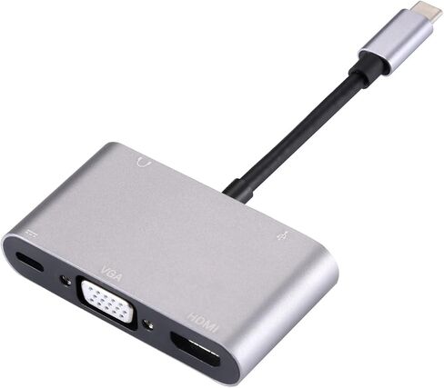 USB C HUB, Docking Station 5 in 1 Multi-Port Adapter with USB 3.0 Port, USB-C Port/PD, 4K HDMI, VGA, 3.5mm AUX, USB C Adapter Type C Laptops Dock Dongle Compatible for MacBook Pro Air iPad in Saudi Arabia