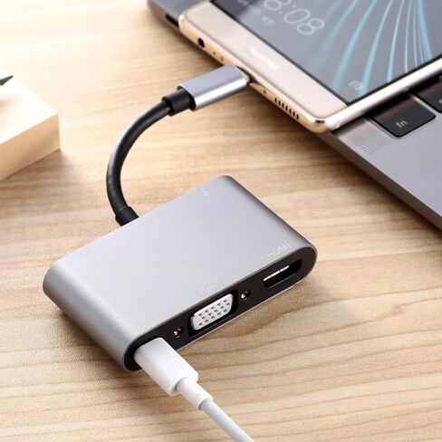 USB C HUB, Docking Station 5 in 1 Multi-Port Adapter with USB 3.0 Port, USB-C Port/PD, 4K HDMI, VGA, 3.5mm AUX, USB C Adapter Type C Laptops Dock Dongle Compatible for MacBook Pro Air iPad in Saudi Arabia