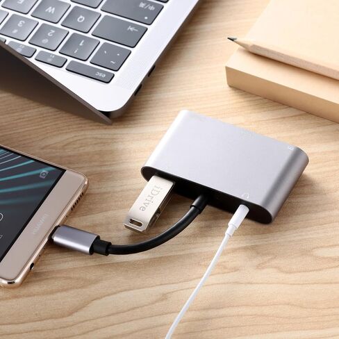 USB C HUB, Docking Station 5 in 1 Multi-Port Adapter with USB 3.0 Port, USB-C Port/PD, 4K HDMI, VGA, 3.5mm AUX, USB C Adapter Type C Laptops Dock Dongle Compatible for MacBook Pro Air iPad in Saudi Arabia