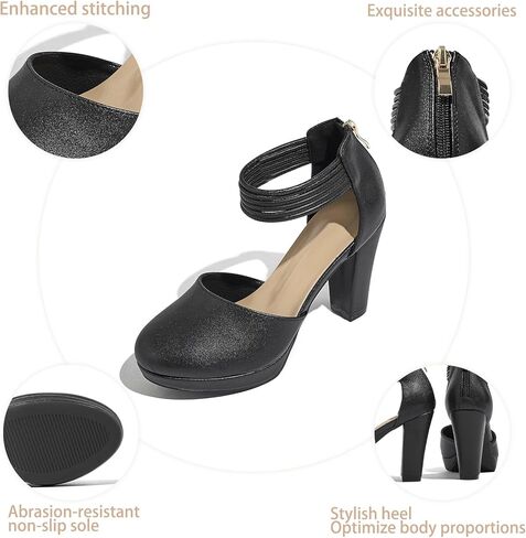حذاء نسائي بكعب عالٍ وكعب عالٍ ومقدمة مغلقة وحزام للكاحل فستان زفاف in Kuwait