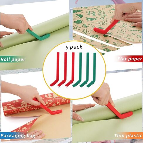 6Pcs Wrapping Paper Cutter, Handheld Gift Wrap Cutter Tool Blade Paper Slicer Christmas Gift Wrapping Paper Cutter Cutting Tools for Wrapping Paper Craft Paper Multiple Colors in Saudi Arabia