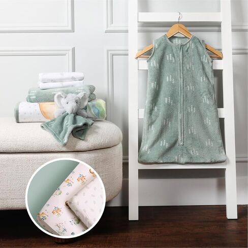 Life Comfort 8 Piece Nursery Bundle, Botanical Green includes 1 Reversible Comforter, 2 Fitted Sheets, 1 Soft Blanket, 2 Flannel Receiving Blankets, 1 Bunny Baby Buddy & Muslin Wearable Sleep Sack in Saudi Arabia