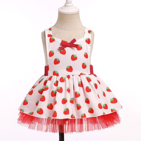 IDOPIP Baby Girl Strawberry Rainbow Tutu Dress Summer Sleeveless Strap Backless Princess Birthday Party Dresses with Headwear in Saudi Arabia