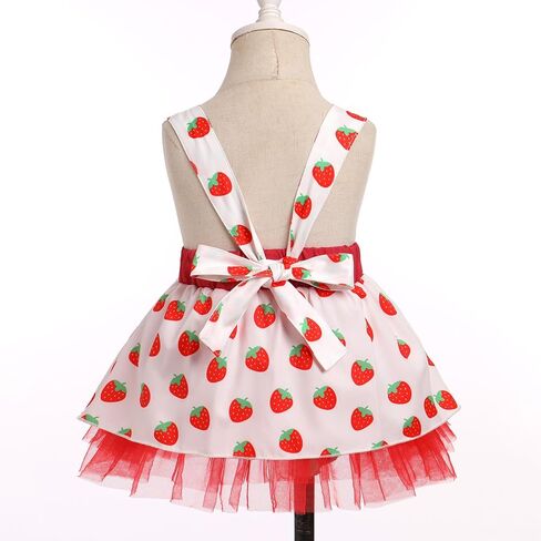 IDOPIP Baby Girl Strawberry Rainbow Tutu Dress Summer Sleeveless Strap Backless Princess Birthday Party Dresses with Headwear in Saudi Arabia