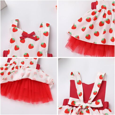 IDOPIP Baby Girl Strawberry Rainbow Tutu Dress Summer Sleeveless Strap Backless Princess Birthday Party Dresses with Headwear in Saudi Arabia