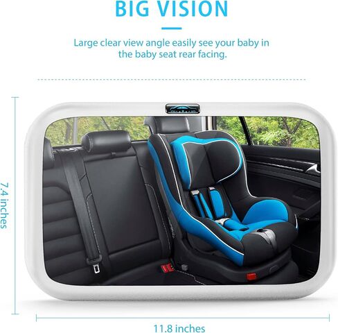 Baby Car Mirror, Safely Monitor Infant Child in Rear Facing Car Seat, Wide View Mirror Shatterproof Adjustable Acrylic 360° Rotation for Backseat, Crash Tested and Certified for Safety in Saudi Arabia