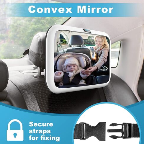 Baby Car Mirror, Safely Monitor Infant Child in Rear Facing Car Seat, Wide View Mirror Shatterproof Adjustable Acrylic 360° Rotation for Backseat, Crash Tested and Certified for Safety in Saudi Arabia