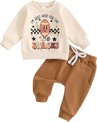 Toddler Baby Boy Football Outfit Long Sleeve Sweatshirt Jogger Pants Set Newborn Infant Fall Clothes in Saudi Arabia