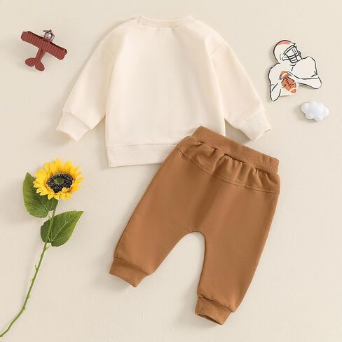 Toddler Baby Boy Football Outfit Long Sleeve Sweatshirt Jogger Pants Set Newborn Infant Fall Clothes in Saudi Arabia