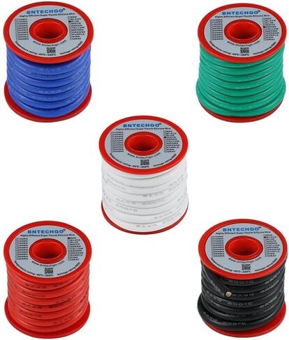سلك سيليكون BNTECHGO 8 قياس 5 أقدام أحمر و5 أقدام أسود مرن 8 AWG سلك نحاسي معلب in Kuwait