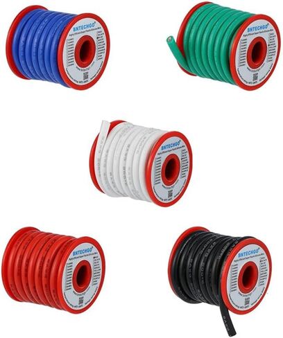 سلك سيليكون BNTECHGO 8 قياس 5 أقدام أحمر و5 أقدام أسود مرن 8 AWG سلك نحاسي معلب in Kuwait