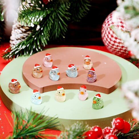 Shappy 200 Pcs Christmas Tiny Glow in The Dark Ducks Xmas Luminous Mini Resin Ducks Miniature Duck Figures for DIY Garden Aquarium Ornament Home Birthday School Party Project Accessories, 10 Colors in Saudi Arabia