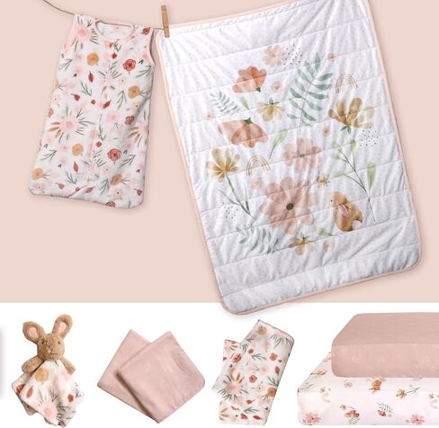 Life Comfort 8 Piece Nursery Bundle, Botanical Green includes 1 Reversible Comforter, 2 Fitted Sheets, 1 Soft Blanket, 2 Flannel Receiving Blankets, 1 Bunny Baby Buddy & Muslin Wearable Sleep Sack in Saudi Arabia