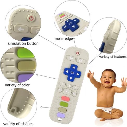 Baby Teething Toys,Silicone Chew Toy for Infant Toddlers,TV Remote Control Toys for Baby Teething Relief,Teething Toys for Babies 0-24 Months BPA Free (White) in Saudi Arabia
