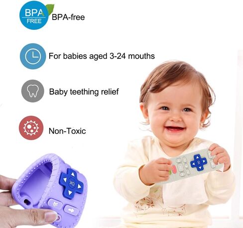 Baby Teething Toys,Silicone Chew Toy for Infant Toddlers,TV Remote Control Toys for Baby Teething Relief,Teething Toys for Babies 0-24 Months BPA Free (White) in Saudi Arabia