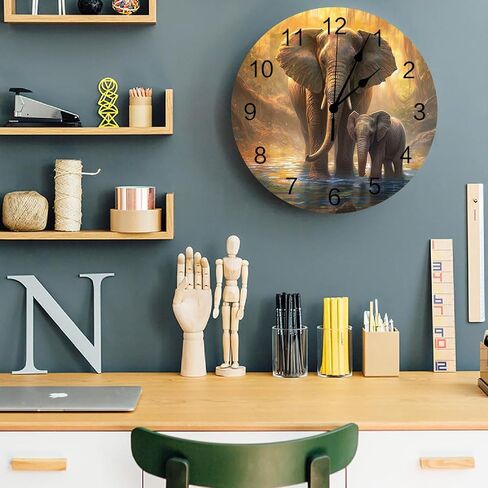 Wall Clock 10 Inch Silent Non-Ticking, Summer Turquoise Tropical Succulent Plants Round Decorative Clock for Living Room Bedroom Kitchen School Easy to Read Battery Operated Mute Clock in Saudi Arabia