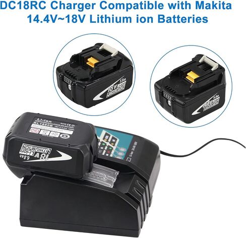 DC18RC 18V Charger Replacement for Makita 18V Battery Lithium Charger Compatible with Mkita 14.4V-18V LXT Battery Lithium-Ion BL1815 BL1830 BL1840 BL1845 BL1850B BL1860 BL1860B Cordless Power Tools in Saudi Arabia
