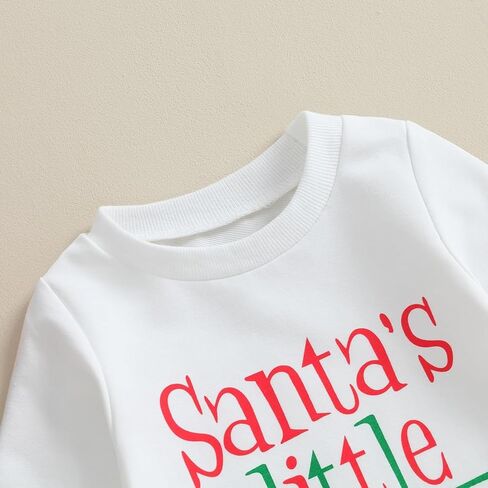 Ayalinggo Newborn Christmas Outfit Infant Baby Girl Boy Santa Onesie Long Sleeve My First Christmas Romper Jumpsuit Xmas Clothes (White,0-3 Months) in Saudi Arabia