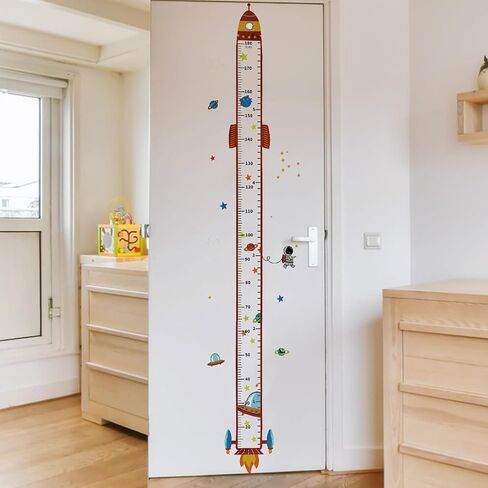 Rocket Self-adheve Vinyl Nursery Wall Decal Baby Growth Chart Sticker for Bedroom Play Room Peel and Stick Kindergarten Height Measure Mural in Kuwait