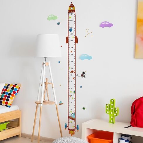 Rocket Self-adheve Vinyl Nursery Wall Decal Baby Growth Chart Sticker for Bedroom Play Room Peel and Stick Kindergarten Height Measure Mural in Kuwait