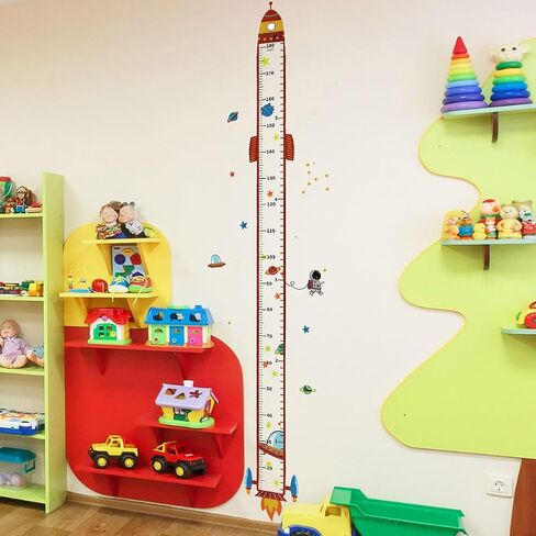 Rocket Self-adheve Vinyl Nursery Wall Decal Baby Growth Chart Sticker for Bedroom Play Room Peel and Stick Kindergarten Height Measure Mural in Kuwait