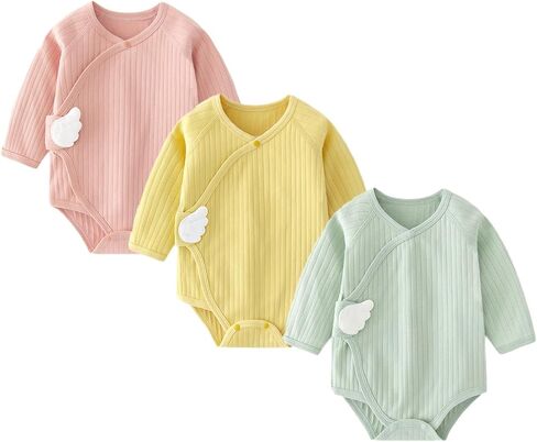 Newborn Cotton Baby Girls Boys Solid Bodysuit Long Sleeve Romper 3-pack One-Piece Baby Clothes in Saudi Arabia