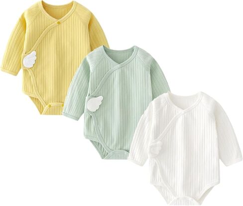 Newborn Cotton Baby Girls Boys Solid Bodysuit Long Sleeve Romper 3-pack One-Piece Baby Clothes in Saudi Arabia
