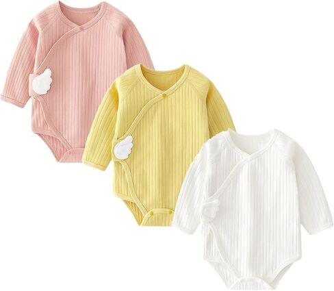 Newborn Cotton Baby Girls Boys Solid Bodysuit Long Sleeve Romper 3-pack One-Piece Baby Clothes in Saudi Arabia