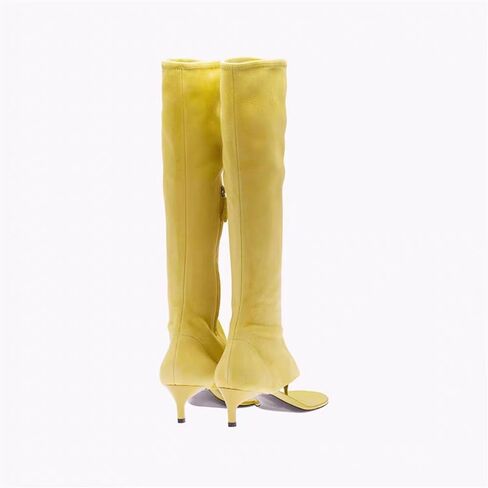 Womens Open Toe Thong Knee High Boots with Zipper Stretch Fabric and Kitten Low Heel Tall Sandal Boots in Saudi Arabia