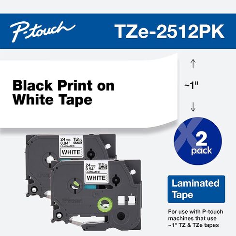 Brother Printer Brother P-touch TZe-PR254 Gold Print on White Glitter Premium Laminated Tape 24mm (0.94") wide x 8m (26.2’) long, TZEPR254 in Saudi Arabia