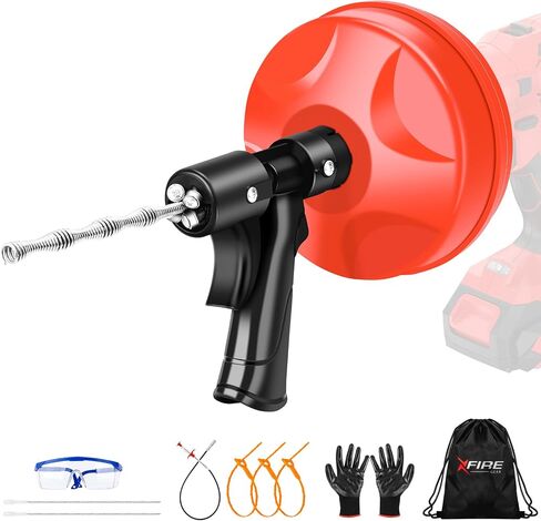 10-In-1 25FT Drain Clog Remover Tools Kit, Plumbing Snake Drain Auger Hair Clog Remover with Gloves and Cleaning Brush and Cleaning Brush for Kitchen and Shower Drain Cleaning in Saudi Arabia